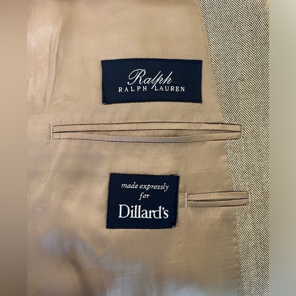 VTG Ralph By Ralph Lauren 48R 100% Silk Herringbone Blazer Jacket Sports Coat - Picture 8 of 12